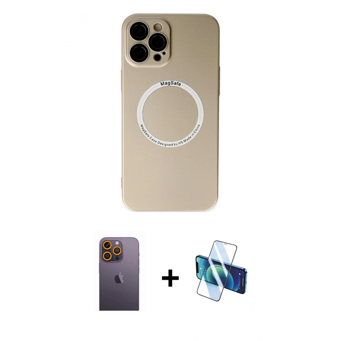 MARSİLYAN™- iPhone 12 Pro Kılıf Zirve Klasik Prime - Siyah 3D Antistatik Seramik Nano Ekran Koruyucu + Neon Fosforlu Kamera Lens - SI