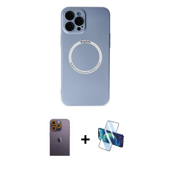 MARSİLYAN™- iPhone 12 Pro Kılıf Zirve Klasik Prime - Siyah 3D Antistatik Seramik Nano Ekran Koruyucu + Neon Fosforlu Kamera Lens - SI