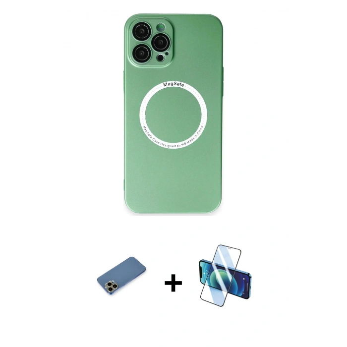 MARSİLYAN™- iPhone 12 Pro Kılıf Zirve Klasik Prime - Siyah 3D Antistatik Seramik Nano Ekran Koruyucu + Shine Kamera Lens Koruma Cam - GD