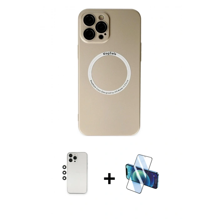 MARSİLYAN™- iPhone 12 Pro Kılıf Zirve Klasik Prime - Siyah 3D Antistatik Seramik Nano Ekran Koruyucu + Shine Kamera Lens - GS