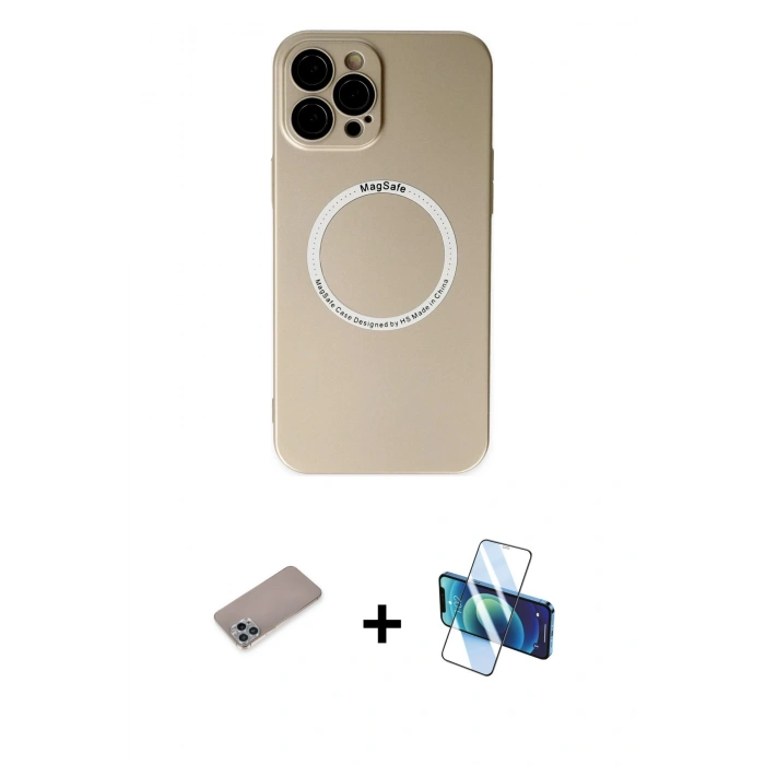 MARSİLYAN™- iPhone 12 Pro Kılıf Zirve Klasik Prime - Siyah 3D Antistatik Seramik Nano Ekran Koruyucu + Shine Kamera Lens Koruma Cam - SABE
