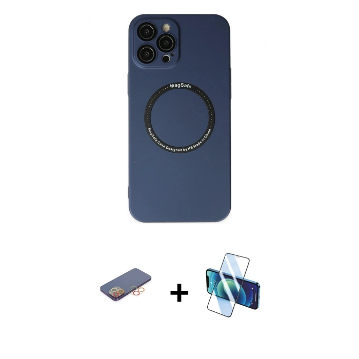 MARSİLYAN™- iPhone 12 Pro Kılıf Zirve Klasik Prime - Siyah 3D Antistatik Seramik Nano Ekran Koruyucu + Renkli Kamera Lens Koruma Cam - TU