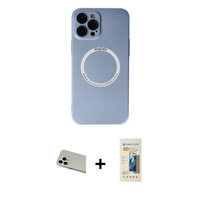MARSİLYAN™- iPhone 12 Pro Kılıf Zirve Klasik Prime - Siyah 6D Mat Seramik Hayalet Nano Ekran Koruyucu + Rainbow Kamera Lens Koruma Cam - GD