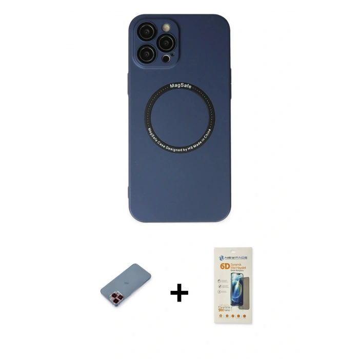 MARSİLYAN™- iPhone 12 Pro Kılıf Zirve Klasik Prime - Siyah 6D Mat Seramik Hayalet Nano Ekran Koruyucu + Metal Kamera Lens Koruma Cam - KI