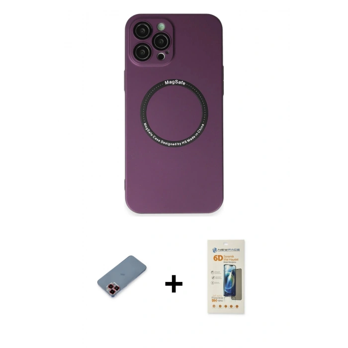 MARSİLYAN™- iPhone 12 Pro Kılıf Zirve Klasik Prime - Siyah 6D Mat Seramik Hayalet Nano Ekran Koruyucu + Metal Kamera Lens Koruma Cam - KI