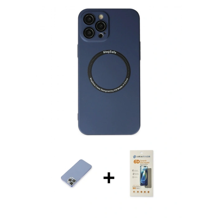 MARSİLYAN™- iPhone 12 Pro Kılıf Zirve Klasik Prime - Siyah 6D Mat Seramik Hayalet Nano Ekran Koruyucu + Metal Kamera Lens Koruma Cam - KUYL