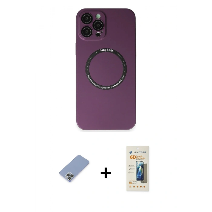 MARSİLYAN™- iPhone 12 Pro Kılıf Zirve Klasik Prime - Siyah 6D Mat Seramik Hayalet Nano Ekran Koruyucu + Metal Kamera Lens Koruma Cam - KUYL