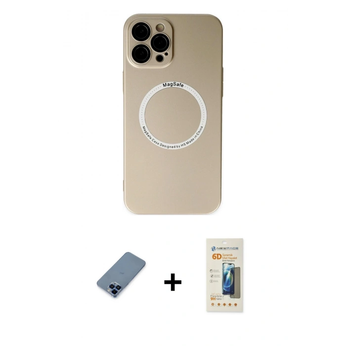 MARSİLYAN™- iPhone 12 Pro Kılıf Zirve Klasik Prime - Siyah 6D Mat Seramik Hayalet Nano Ekran Koruyucu + Metal Kamera Lens Koruma Cam - MI