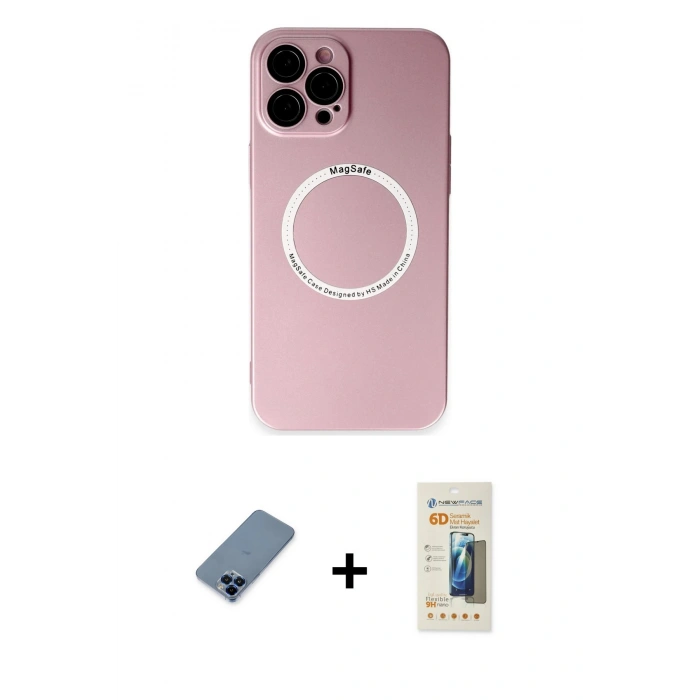 MARSİLYAN™- iPhone 12 Pro Kılıf Zirve Klasik Prime - Siyah 6D Mat Seramik Hayalet Nano Ekran Koruyucu + Metal Kamera Lens Koruma Cam - MI