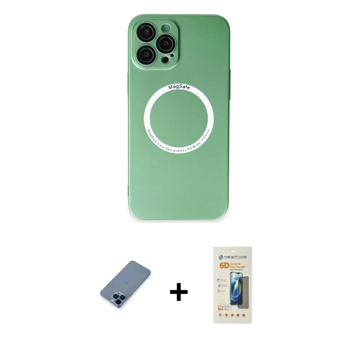 MARSİLYAN™- iPhone 12 Pro Kılıf Zirve Klasik Prime - Siyah 6D Mat Seramik Hayalet Nano Ekran Koruyucu + Metal Kamera Lens Koruma Cam - MI