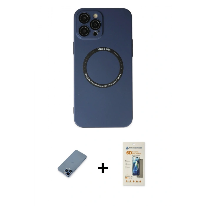 MARSİLYAN™- iPhone 12 Pro Kılıf Zirve Klasik Prime - Siyah 6D Mat Seramik Hayalet Nano Ekran Koruyucu + Metal Kamera Lens Koruma Cam - MI