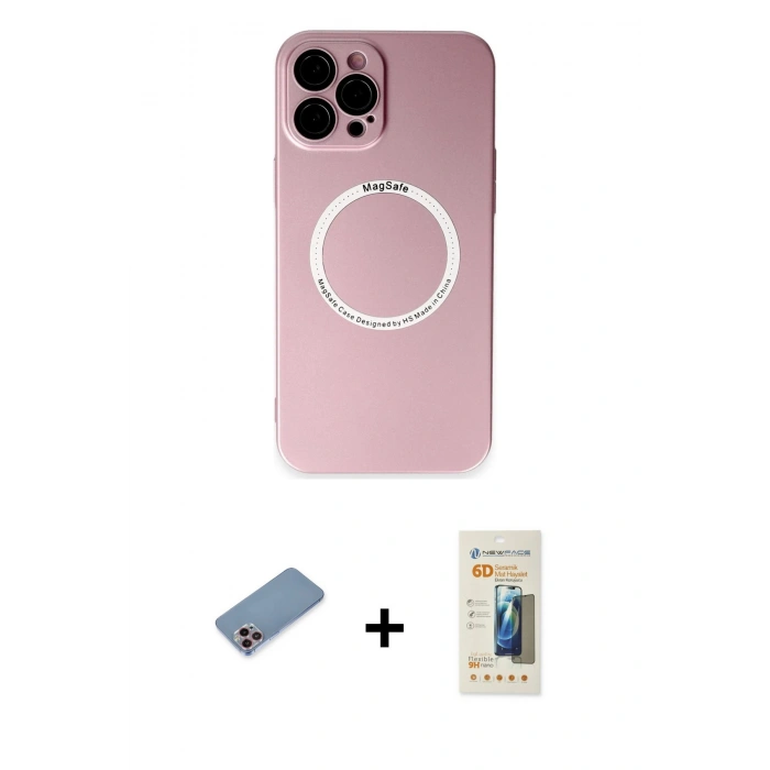 MARSİLYAN™- iPhone 12 Pro Kılıf Zirve Klasik Prime - Siyah 6D Mat Seramik Hayalet Nano Ekran Koruyucu + Shine Kamera Lens Koruma Cam - PE