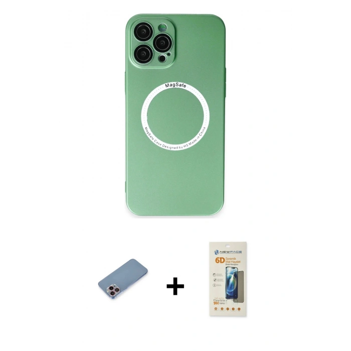 MARSİLYAN™- iPhone 12 Pro Kılıf Zirve Klasik Prime - Siyah 6D Mat Seramik Hayalet Nano Ekran Koruyucu + Shine Kamera Lens Koruma Cam - PE