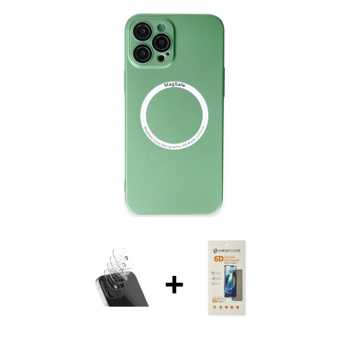 MARSİLYAN™- iPhone 12 Pro Kılıf Zirve Klasik Prime - Siyah 6D Mat Seramik Hayalet Nano Ekran Koruyucu + Kamera Lens Koruma Cam - SF