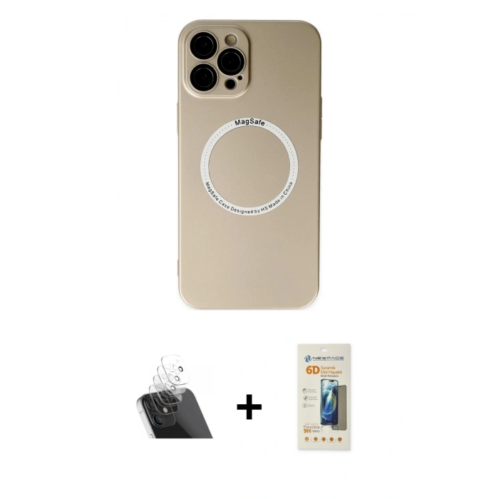MARSİLYAN™- iPhone 12 Pro Kılıf Zirve Klasik Prime - Siyah 6D Mat Seramik Hayalet Nano Ekran Koruyucu + Kamera Lens Koruma Cam - SF