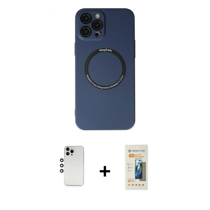 MARSİLYAN™- iPhone 12 Pro Kılıf Zirve Klasik Prime - Siyah 6D Mat Seramik Hayalet Nano Ekran Koruyucu + Shine Kamera Lens - GS