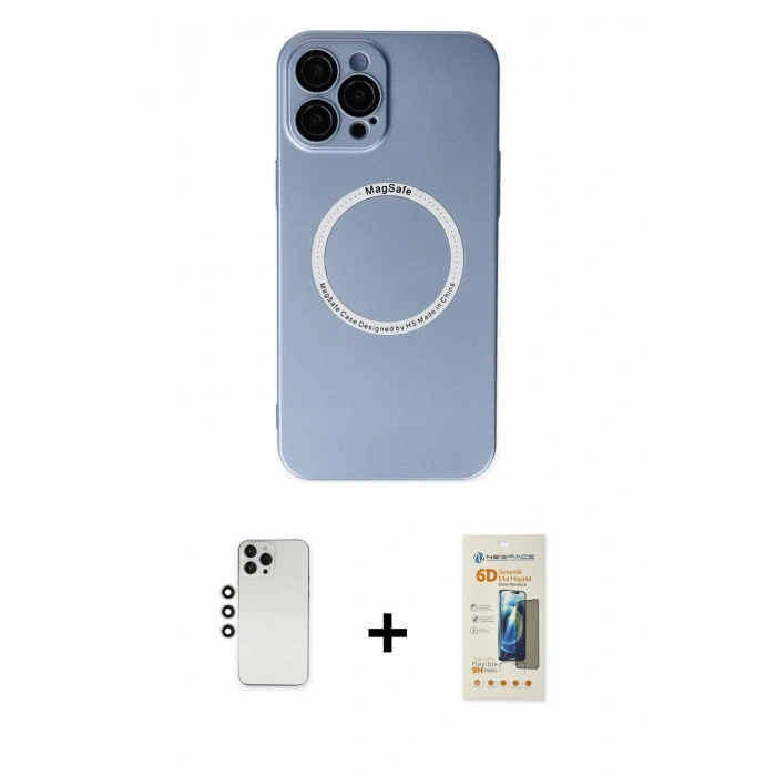 MARSİLYAN™- iPhone 12 Pro Kılıf Zirve Klasik Prime - Siyah 6D Mat Seramik Hayalet Nano Ekran Koruyucu + Shine Kamera Lens - GS