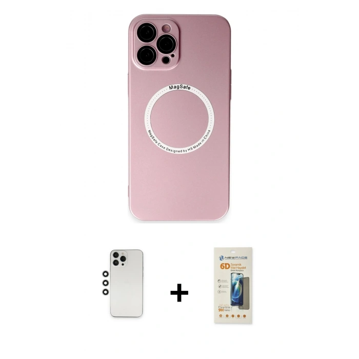 MARSİLYAN™- iPhone 12 Pro Kılıf Zirve Klasik Prime - Siyah 6D Mat Seramik Hayalet Nano Ekran Koruyucu + Shine Kamera Lens - GS
