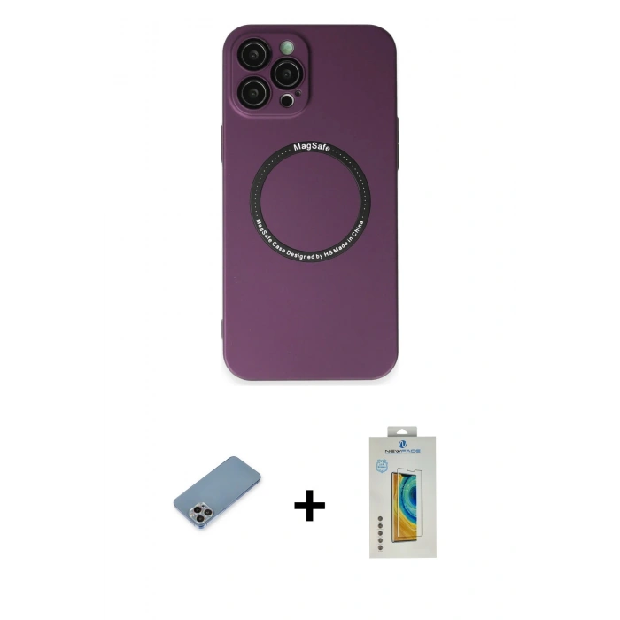 MARSİLYAN™- iPhone 12 Pro Kılıf Zirve Klasik Prime - Siyah Polymer Nano Ekran Koruyucu + Shine Kamera Lens Koruma Cam - GI