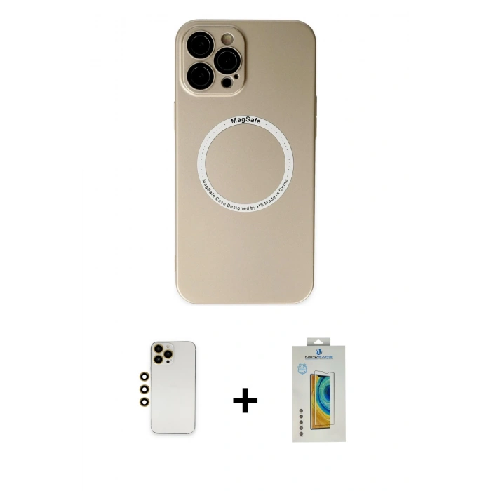 MARSİLYAN™- iPhone 12 Pro Kılıf Zirve Klasik Prime - Siyah Polymer Nano Ekran Koruyucu + Shine Kamera Lens - GD
