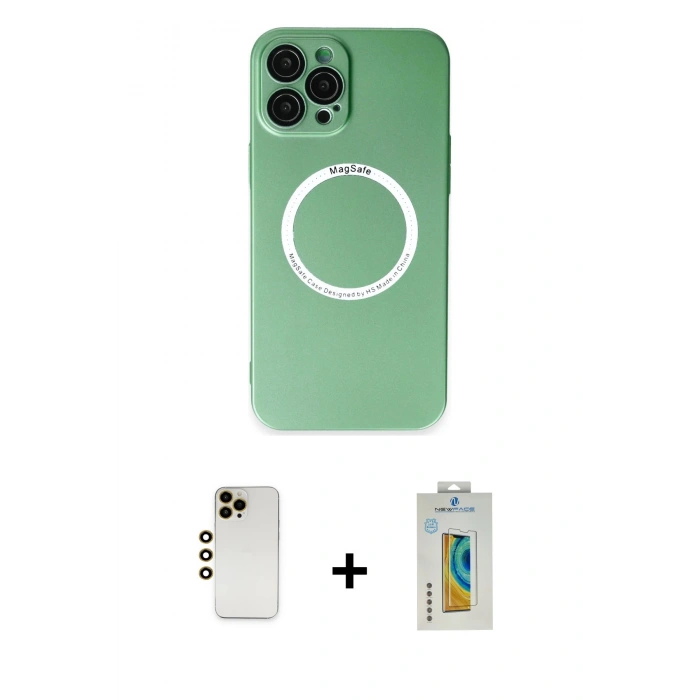 MARSİLYAN™- iPhone 12 Pro Kılıf Zirve Klasik Prime - Siyah Polymer Nano Ekran Koruyucu + Shine Kamera Lens - GD