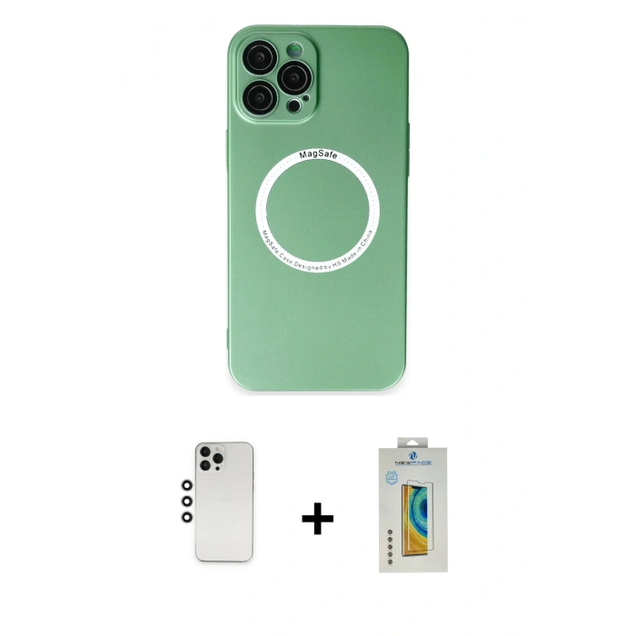 MARSİLYAN™- iPhone 12 Pro Kılıf Zirve Klasik Prime - Siyah Polymer Nano Ekran Koruyucu + Shine Kamera Lens - GS