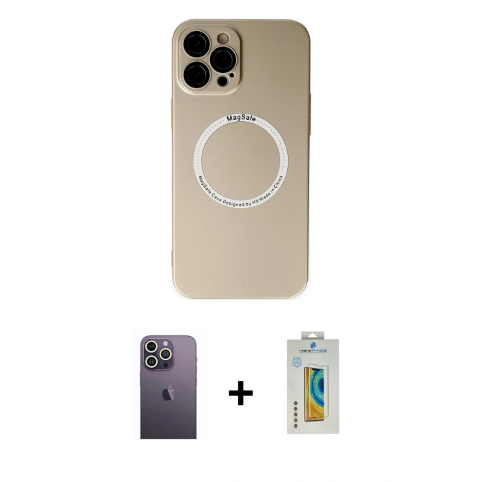 MARSİLYAN™- iPhone 12 Pro Kılıf Zirve Klasik Prime - Siyah Polymer Nano Ekran Koruyucu + Neon Fosforlu Kamera Lens - BZ