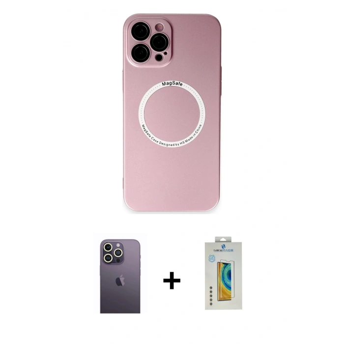 MARSİLYAN™- iPhone 12 Pro Kılıf Zirve Klasik Prime - Siyah Polymer Nano Ekran Koruyucu + Neon Fosforlu Kamera Lens - BZ