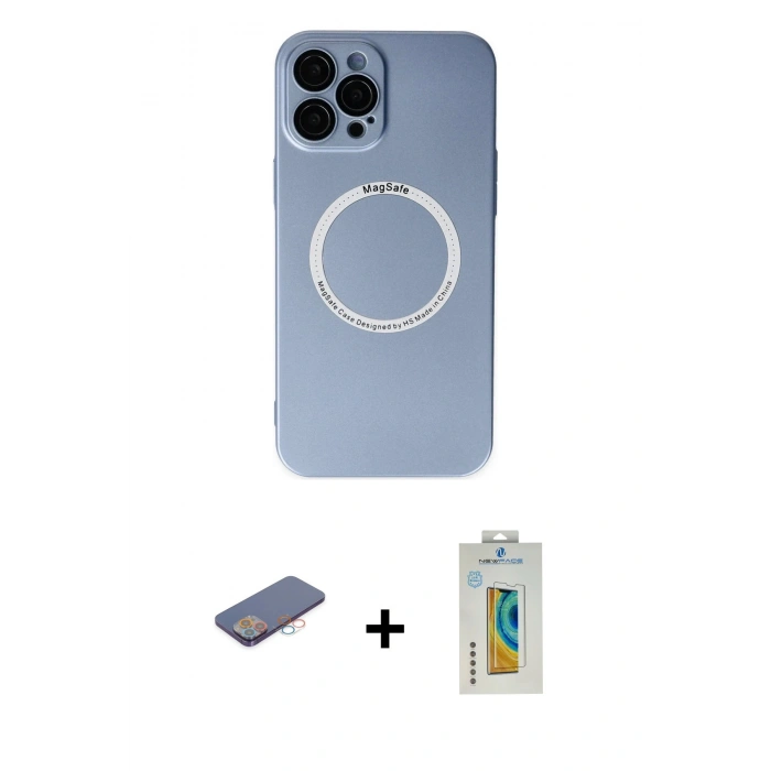 MARSİLYAN™- iPhone 12 Pro Kılıf Zirve Klasik Prime - Siyah Polymer Nano Ekran Koruyucu + Renkli Kamera Lens Koruma Cam - PE