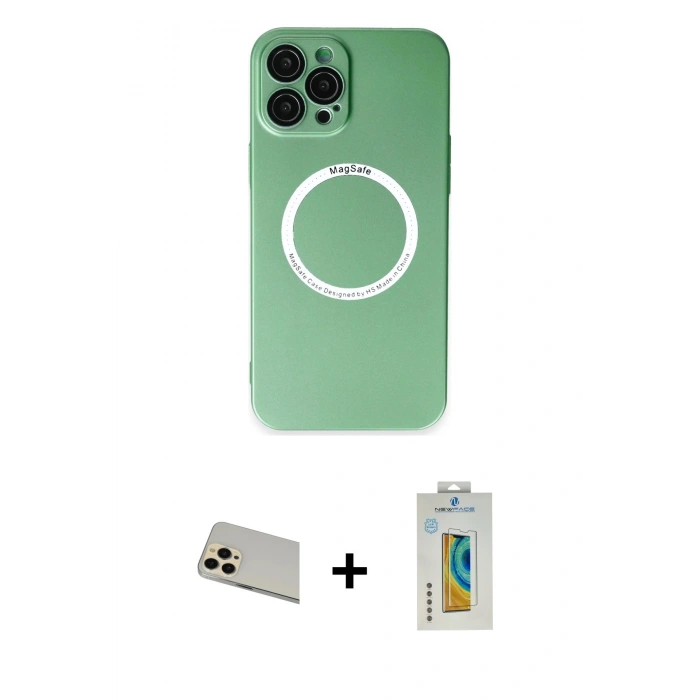 MARSİLYAN™- iPhone 12 Pro Kılıf Zirve Klasik Prime - Siyah Polymer Nano Ekran Koruyucu + Rainbow Kamera Lens Koruma Cam - GD