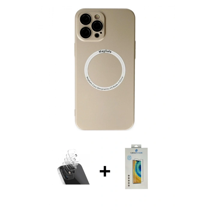 MARSİLYAN™- iPhone 12 Pro Kılıf Zirve Klasik Prime - Siyah Polymer Nano Ekran Koruyucu + Kamera Lens Koruma Cam - SF