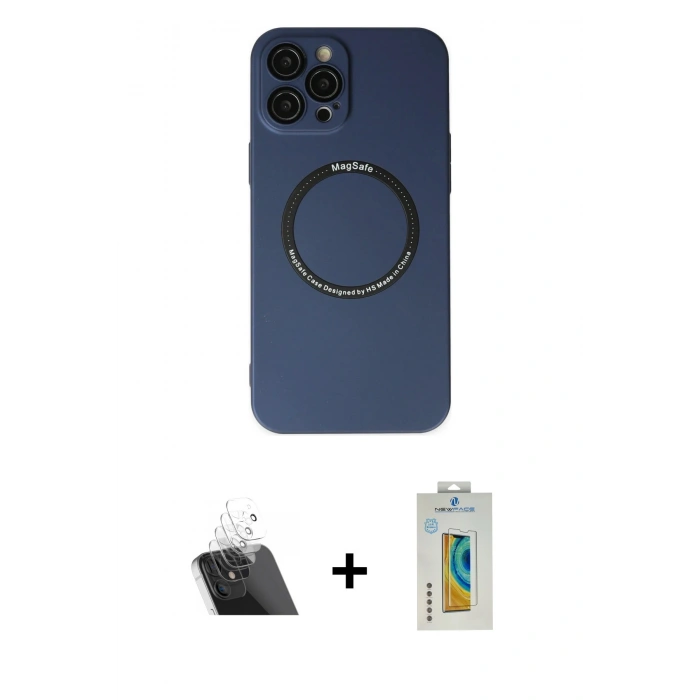 MARSİLYAN™- iPhone 12 Pro Kılıf Zirve Klasik Prime - Siyah Polymer Nano Ekran Koruyucu + Kamera Lens Koruma Cam - SF
