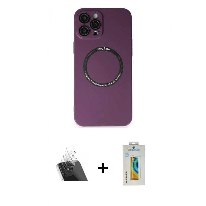 MARSİLYAN™- iPhone 12 Pro Kılıf Zirve Klasik Prime - Siyah Polymer Nano Ekran Koruyucu + Kamera Lens Koruma Cam - SF