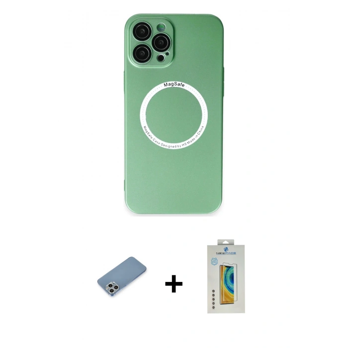 MARSİLYAN™- iPhone 12 Pro Kılıf Zirve Klasik Prime - Siyah Polymer Nano Ekran Koruyucu + Shine Kamera Lens Koruma Cam - GS