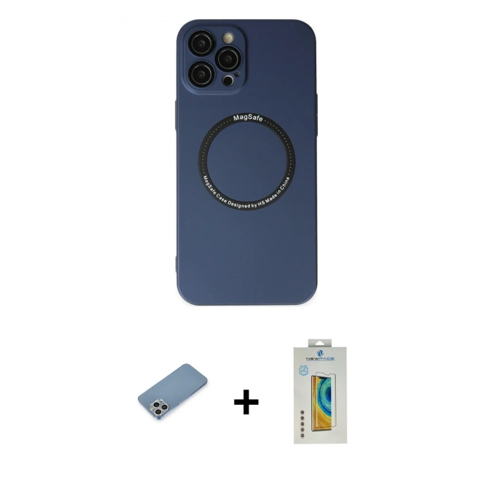 MARSİLYAN™- iPhone 12 Pro Kılıf Zirve Klasik Prime - Siyah Polymer Nano Ekran Koruyucu + Shine Kamera Lens Koruma Cam - GS