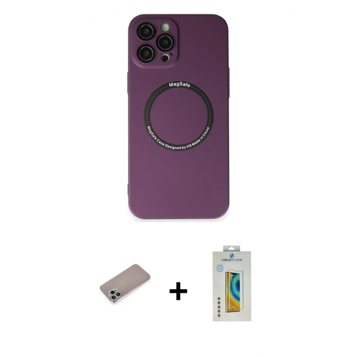 MARSİLYAN™- iPhone 12 Pro Kılıf Zirve Klasik Prime - Siyah Polymer Nano Ekran Koruyucu + Shine Kamera Lens Koruma Cam - SABE