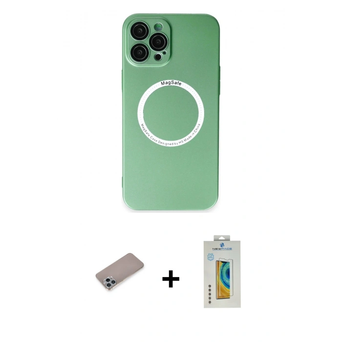 MARSİLYAN™- iPhone 12 Pro Kılıf Zirve Klasik Prime - Siyah Polymer Nano Ekran Koruyucu + Shine Kamera Lens Koruma Cam - SABE