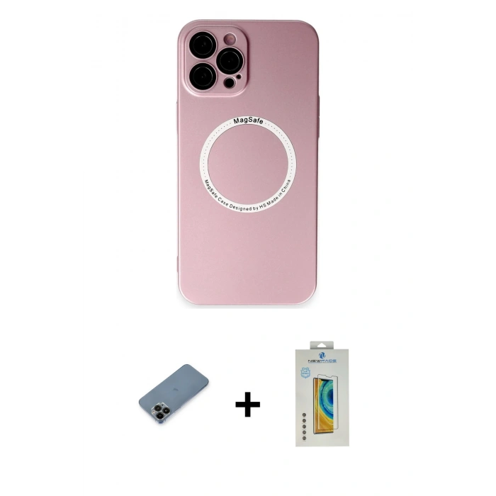 MARSİLYAN™- iPhone 12 Pro Kılıf Zirve Klasik Prime - Siyah Polymer Nano Ekran Koruyucu + Shine Kamera Lens Koruma Cam - SH