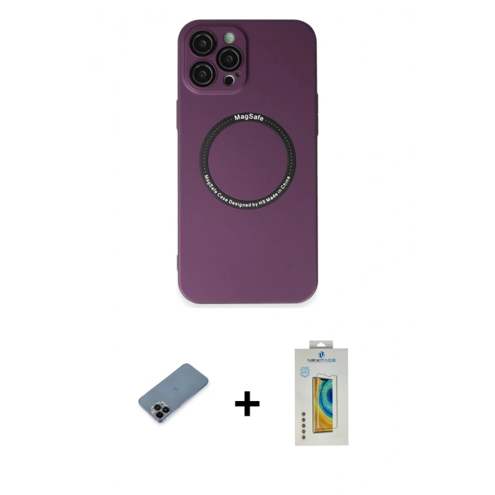 MARSİLYAN™- iPhone 12 Pro Kılıf Zirve Klasik Prime - Siyah Polymer Nano Ekran Koruyucu + Shine Kamera Lens Koruma Cam - SH