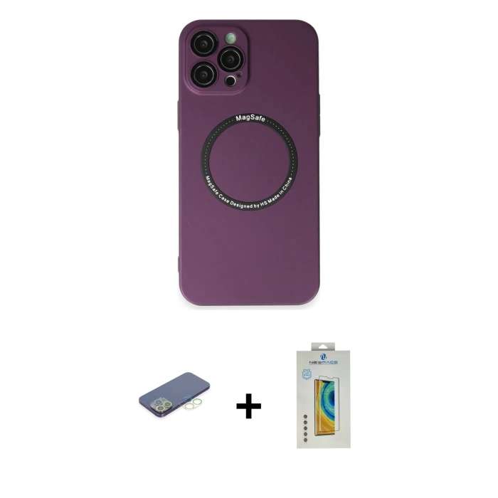 MARSİLYAN™- iPhone 12 Pro Kılıf Zirve Klasik Prime - Siyah Polymer Nano Ekran Koruyucu + Renkli Kamera Lens Koruma Cam - YL