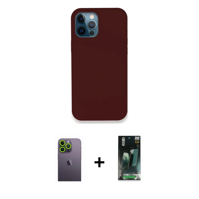 MARSİLYAN™- iPhone 12 Pro Kılıf Zirve Modern Özel Seri - Şeffaf 360 Full Body Arka Koruyucu + Neon Fosforlu Kamera Lens - YL