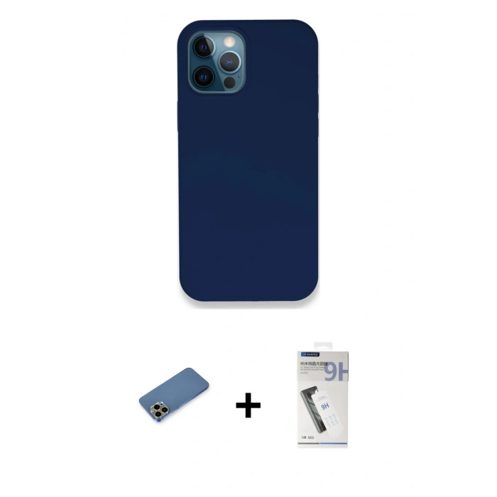 MARSİLYAN™- iPhone 12 Pro Kılıf Zirve Modern Özel Seri - Şeffaf Uv Polymer Nano Ekran Koruyucu + Shine Kamera Lens Koruma Cam - GD