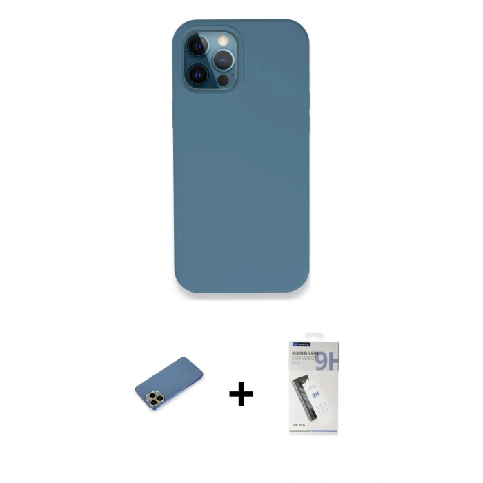 MARSİLYAN™- iPhone 12 Pro Kılıf Zirve Modern Özel Seri - Şeffaf Uv Polymer Nano Ekran Koruyucu + Shine Kamera Lens Koruma Cam - GD