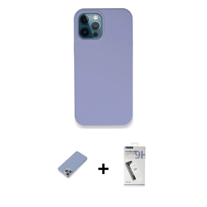 MARSİLYAN™- iPhone 12 Pro Kılıf Zirve Modern Özel Seri - Şeffaf Uv Polymer Nano Ekran Koruyucu + Koyu Yeşil Metal Kamera Lens Koruma Cam
