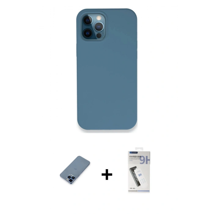 MARSİLYAN™- iPhone 12 Pro Kılıf Zirve Modern Özel Seri - Şeffaf Uv Polymer Nano Ekran Koruyucu + Metal Kamera Lens Koruma Cam - MI