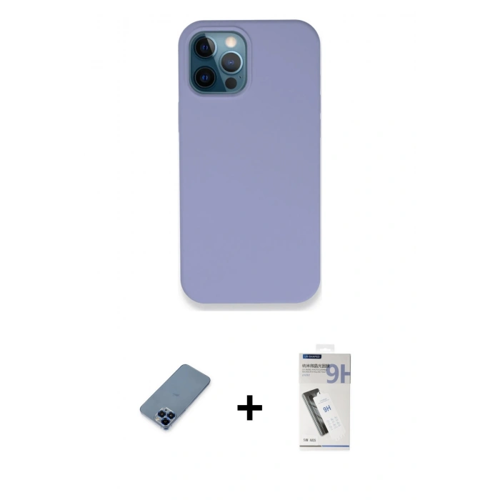 MARSİLYAN™- iPhone 12 Pro Kılıf Zirve Modern Özel Seri - Şeffaf Uv Polymer Nano Ekran Koruyucu + Metal Kamera Lens Koruma Cam - MI