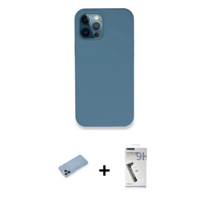 MARSİLYAN™- iPhone 12 Pro Kılıf Zirve Modern Özel Seri - Şeffaf Uv Polymer Nano Ekran Koruyucu + Shine Kamera Lens Koruma Cam - MI