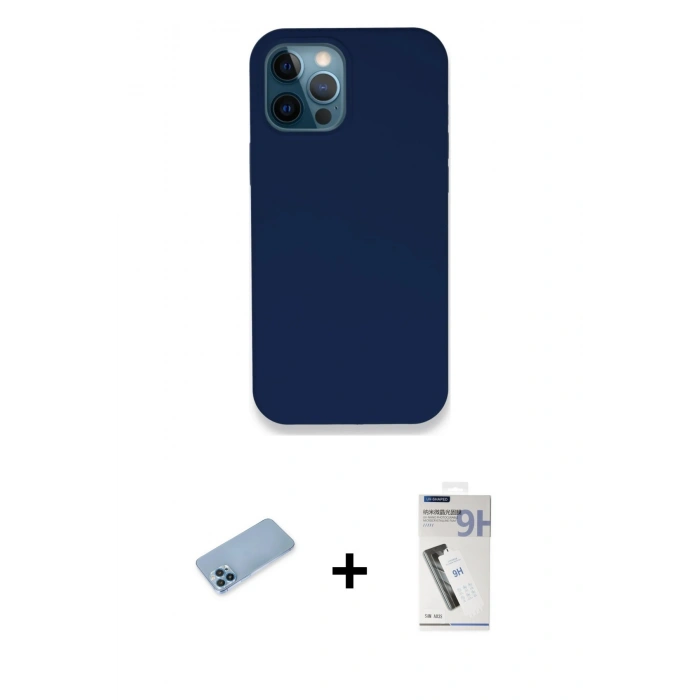 MARSİLYAN™- iPhone 12 Pro Kılıf Zirve Modern Özel Seri - Şeffaf Uv Polymer Nano Ekran Koruyucu + Shine Kamera Lens Koruma Cam - MI
