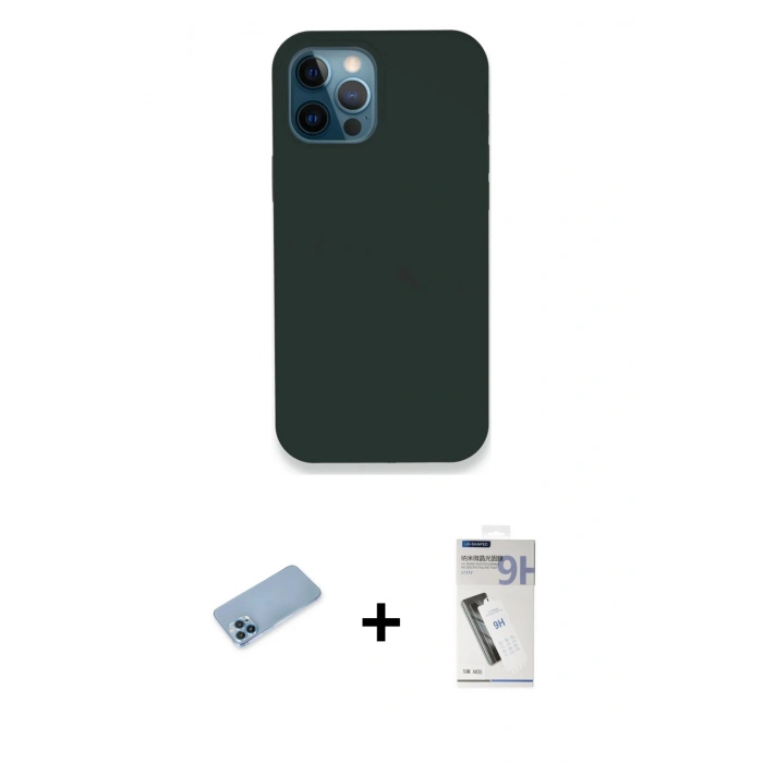 MARSİLYAN™- iPhone 12 Pro Kılıf Zirve Modern Özel Seri - Şeffaf Uv Polymer Nano Ekran Koruyucu + Shine Kamera Lens Koruma Cam - MI