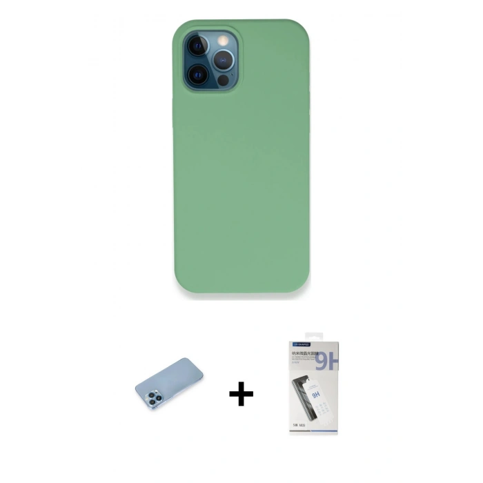 MARSİLYAN™- iPhone 12 Pro Kılıf Zirve Modern Özel Seri - Şeffaf Uv Polymer Nano Ekran Koruyucu + Shine Kamera Lens Koruma Cam - MI